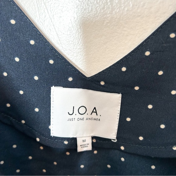 JOA Womens Sleeveless Tie Front Polka Dot Crop Tank Top Navy Blue Medium M - Picture 4 of 8